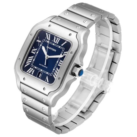 cartier santos blue|Cartier Santos 100 xl diamond.